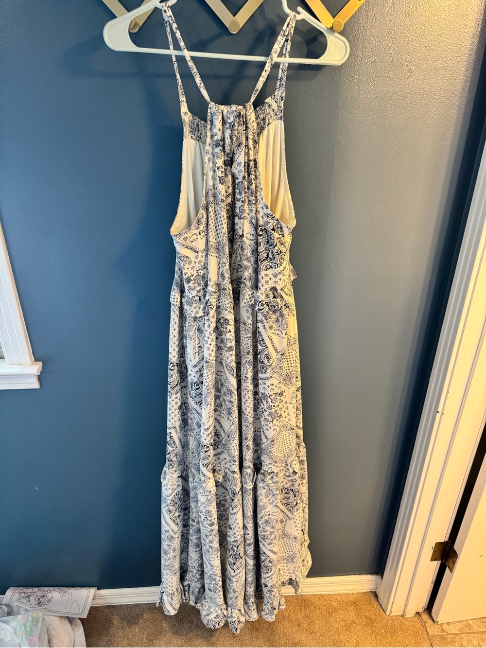 Listicle White and Navy Paisley Tiered Maxi Dress - Picture 3 of 3
